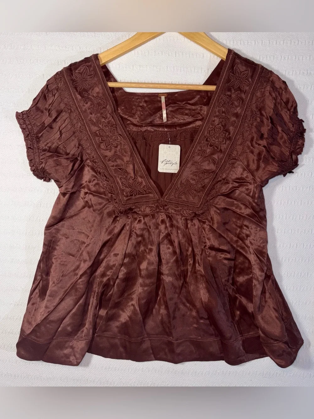 Free People Rivington Skirt Set Brown Sz S Embroidered Cottage Peasant Boho NWT